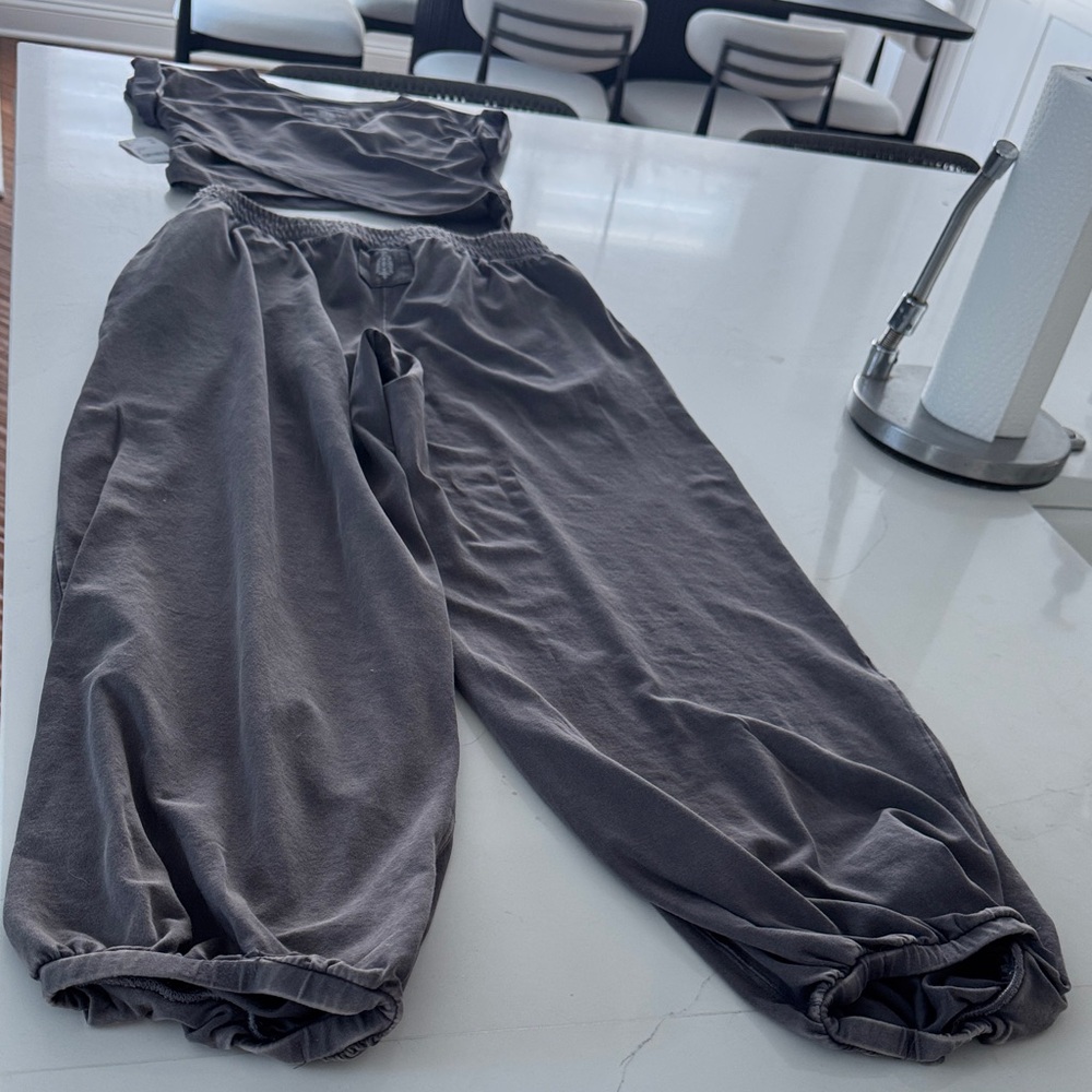 Free People Gunmetal Two-Piece Lounge Set - Picture 8 of 10